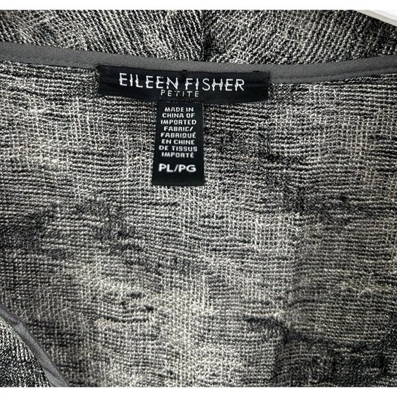 Eileen Fisher Petite Open-Front Jacket Gray & Black Abstract Design Linen Blend - Picture 2 of 8
